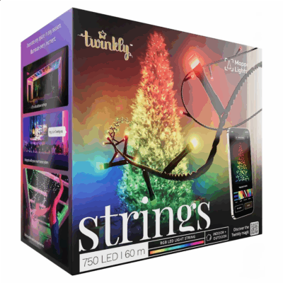 Twinkly Strings 750 (Multicolor edition), 750 LED, 60 m, IP44, black - Smart Christmas Lights